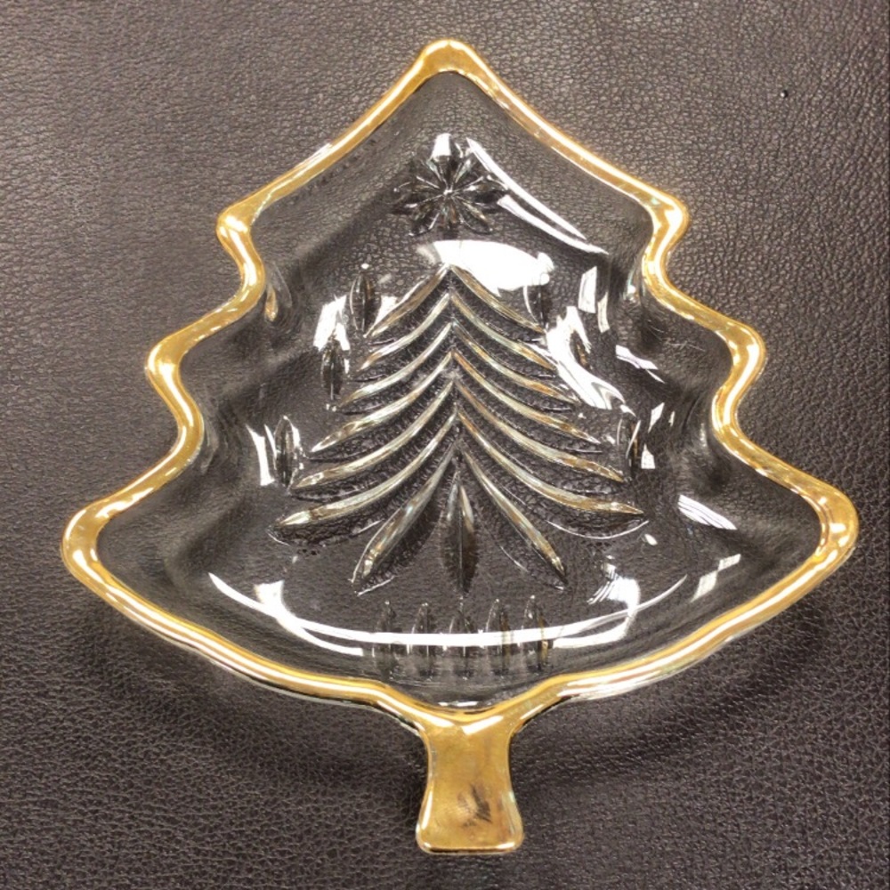 Glass Christmas Tree Trinket Dish
